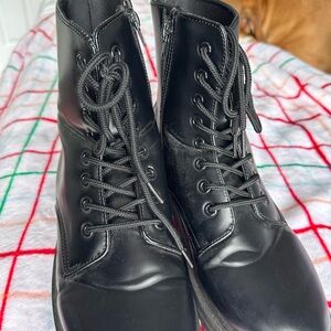 Black Lace-Up Combat Boots